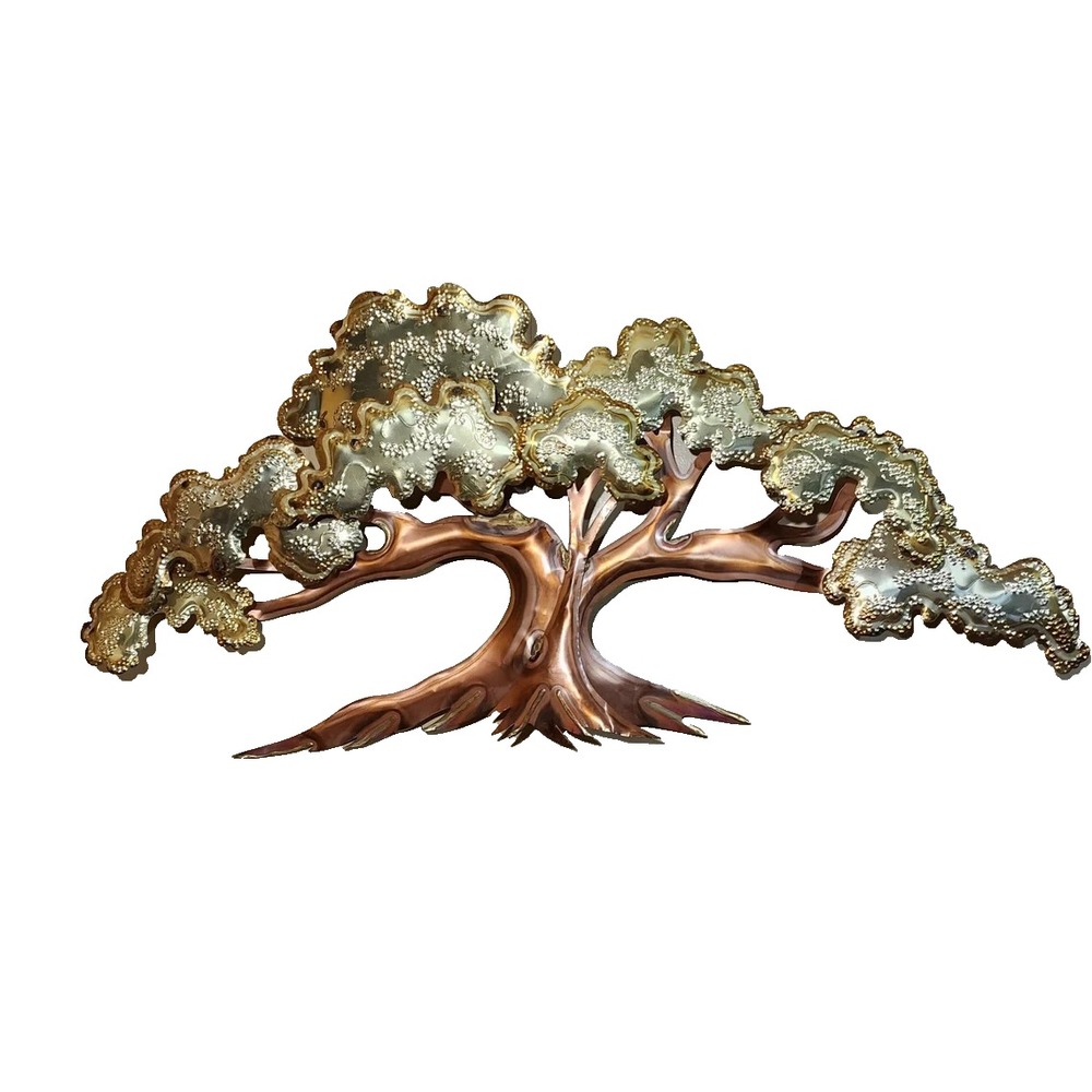 MCM Large 39" Curtis Jere Brutalist Style Brass Copper Tree Of Life Wall Art